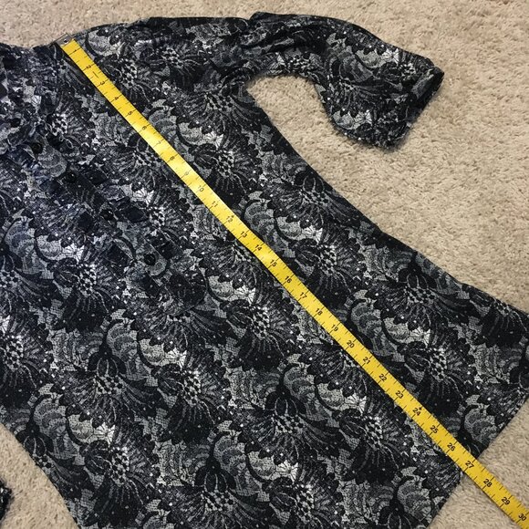 Dark Victorian Gothic Mockneck Frilly Button Down Blouse - Picture 15 of 16